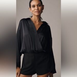 Maeve  by anthropologie Elegant Black shorts twofer Romper S NWOT